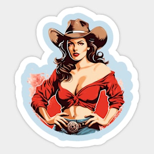 Retro vintage cowgirl Sticker